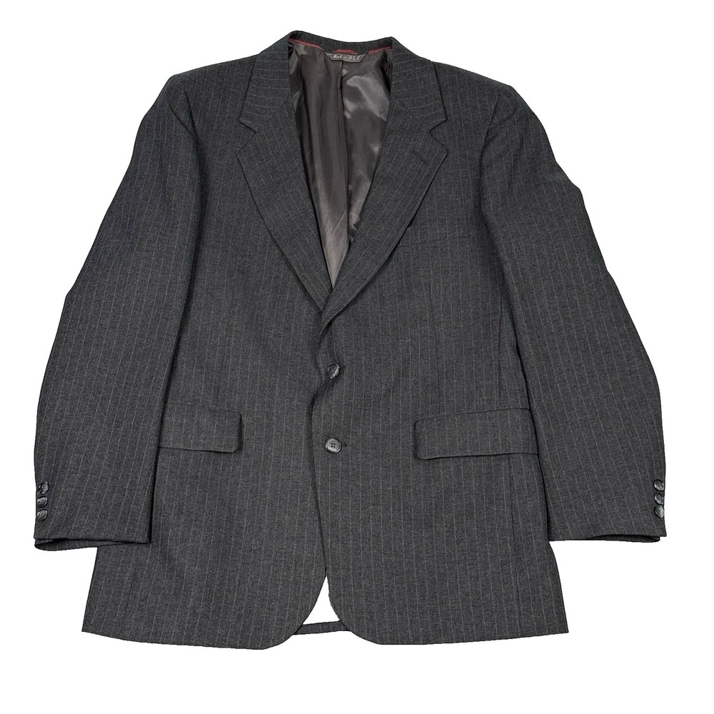 Vintage Levi's Men's 42R Suit Coat Action Business Class Jacket Gray Striped USA